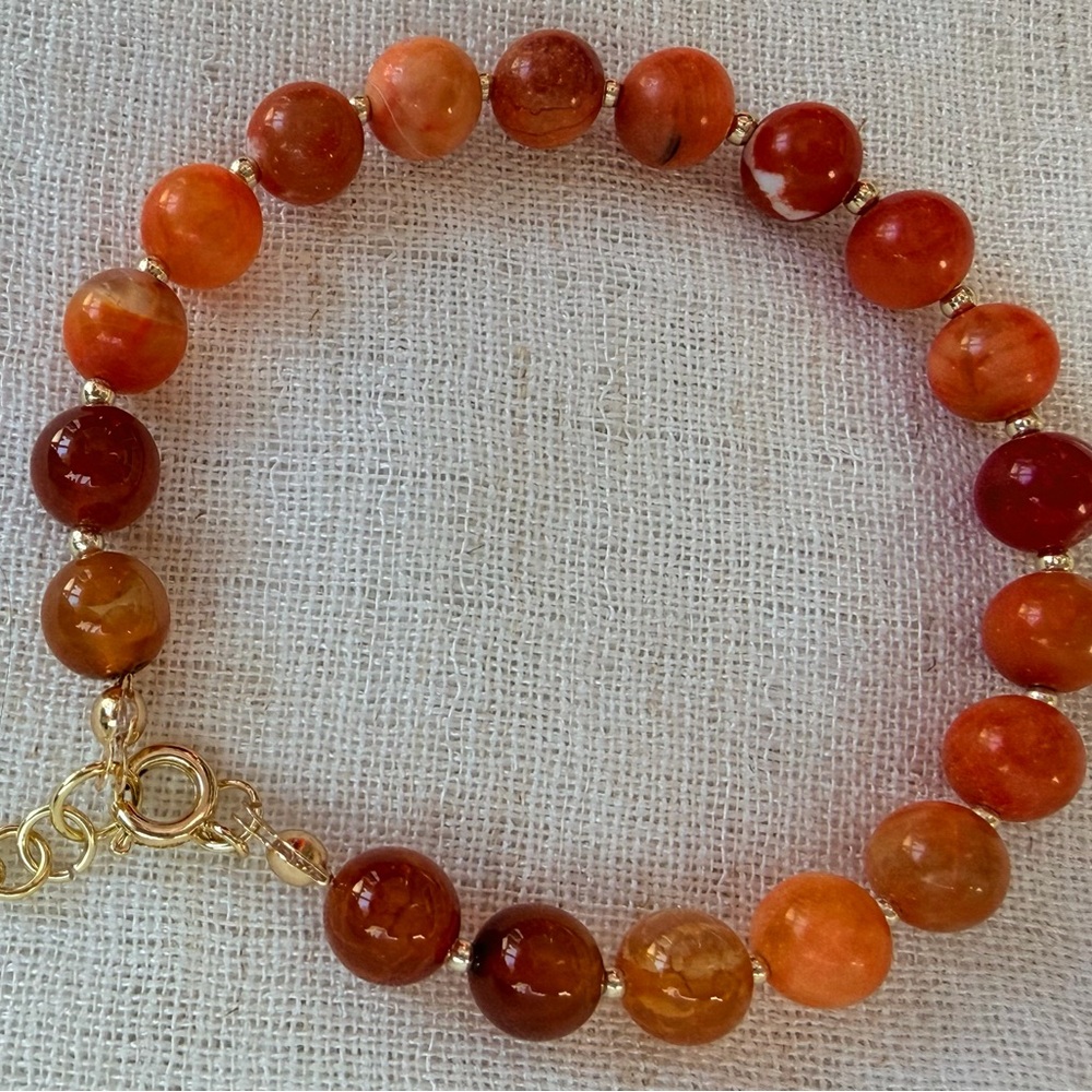 Elegant Bracelet.Fire orange Agate gemstones.Healing,positive energy.7.5” Unisex
